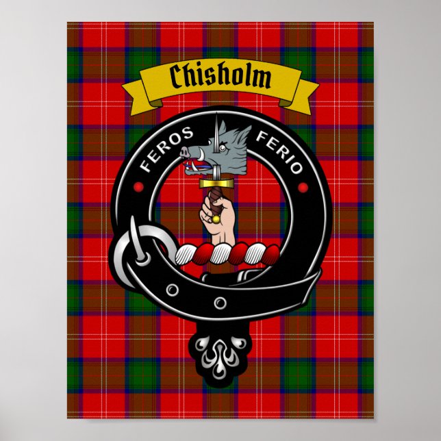 Póster Poster Chisholm Clan Badge & Tartan 8.5x11 (Frente)