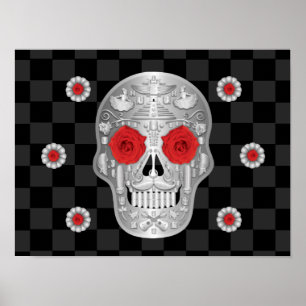 Póster Poster Chrome Calavera (Rosa Roja)