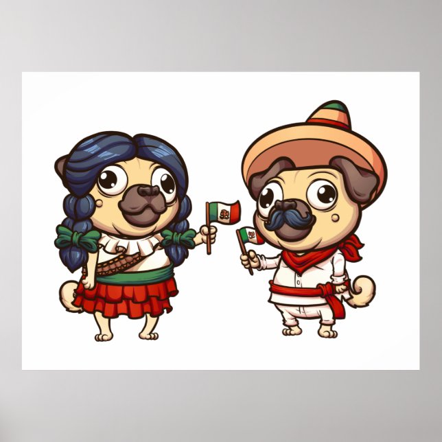 Póster Poster Cinco De Mayo Pugs (Frente)