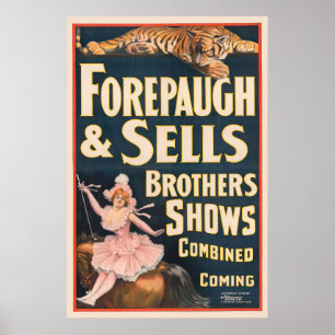 Póster Poster Circo De Tigre Y Mujer A Caballo