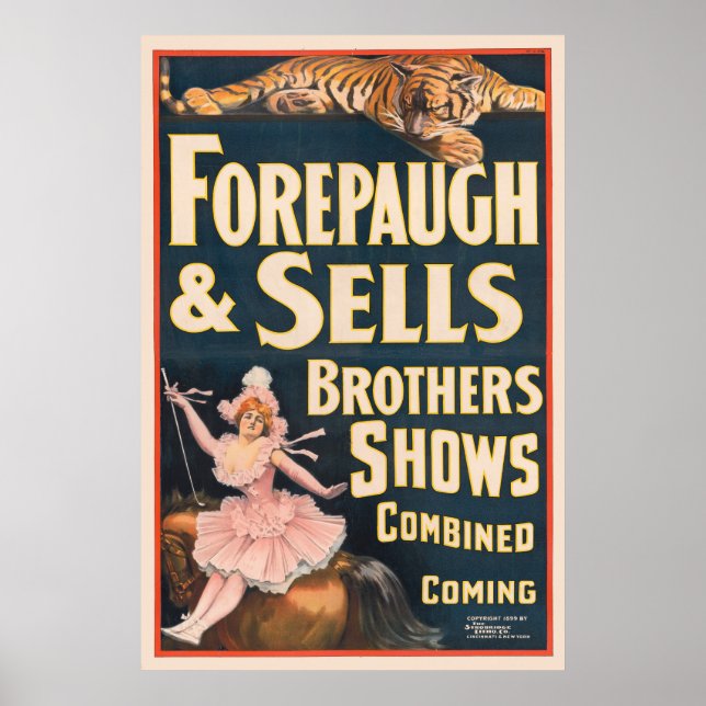 Póster Poster Circo De Tigre Y Mujer A Caballo (Frente)