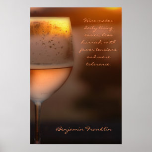 Póster Poster: Cita del vino de Benjamin Franklin