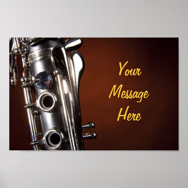 Póster Poster Clarinet con mensaje personalizado (Frente)