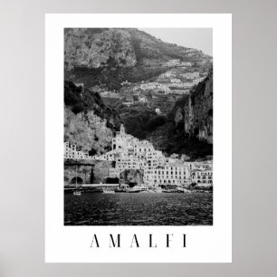 Póster Poster clásico de Amalfi blanco y negro