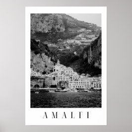 Póster Poster clásico de Amalfi blanco y negro