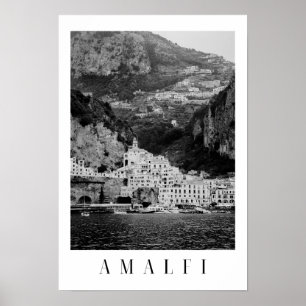 Póster Poster clásico de Amalfi blanco y negro