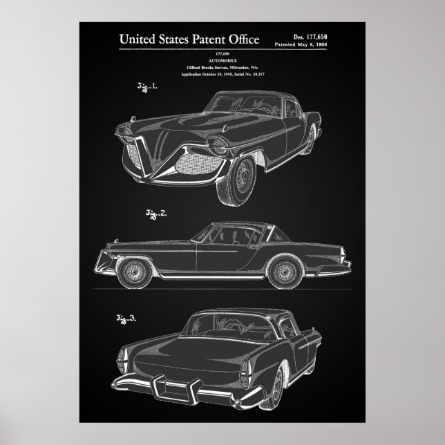Póster Poster clásico de patentes de coches (Frente)