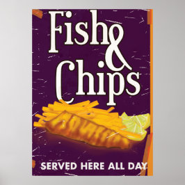 Póster Poster clásico de pescado y patatas fritas