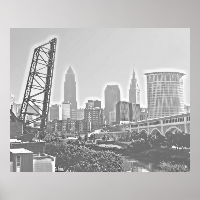 Póster Poster Clásico de Vista del Río Cleveland (Frente)