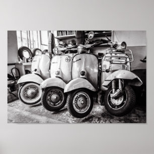 Póster Poster clásico el   París Francia de la vespa