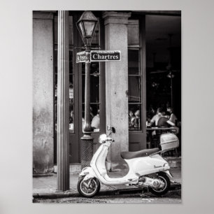 Póster Poster clásico París Francia de la vespa