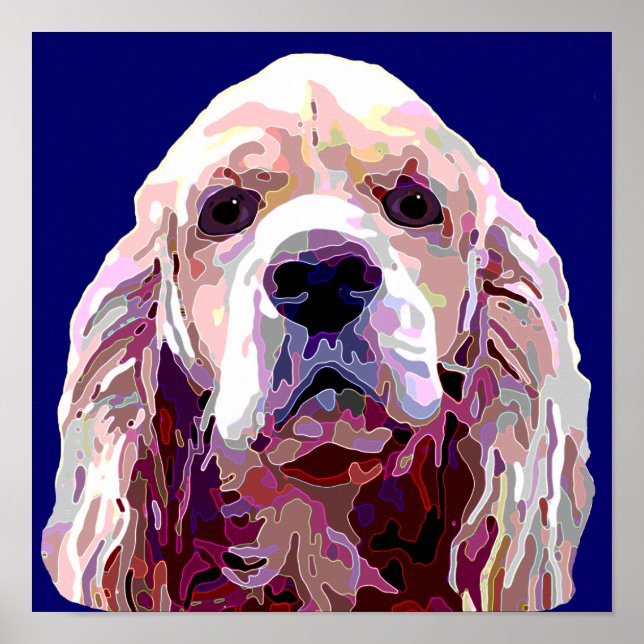 Póster Poster Cocker Spaniel en colores brillantes (Frente)