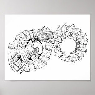 Póster Poster colorable de Ourboros Eternity Dragon