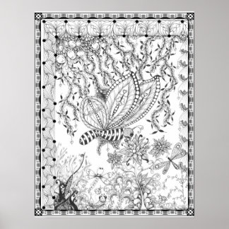 Póster Poster colorante "Besos de mariposa de la señora D