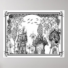 Póster Poster colorante "Las pequeñas casas de la señora 