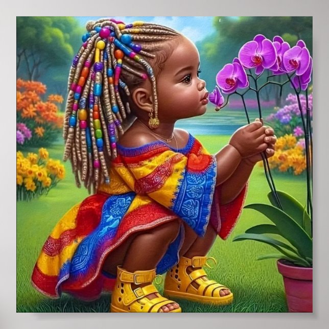 Póster Poster colorida del muro de la niña (Frente)