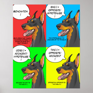 Póster Poster colorido del Doberman de la trigonometría