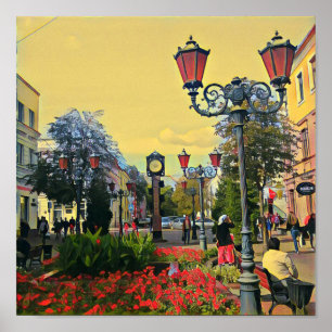 Póster Poster colorido del paisaje urbano