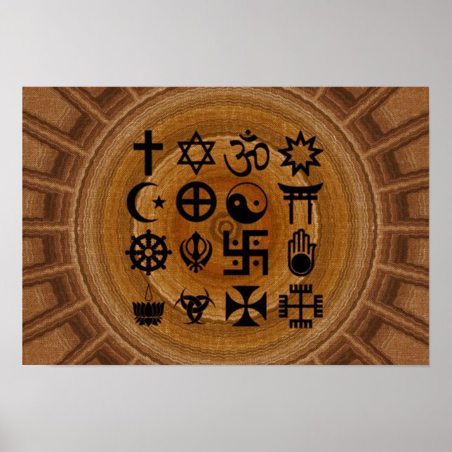 Póster Pôster com símbolos da religiões (Frente)
