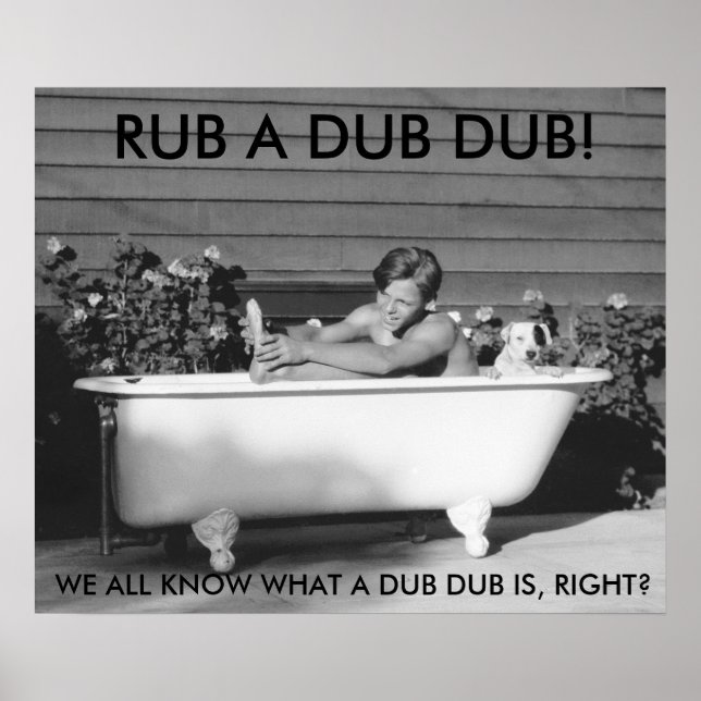 Póster Poster cómico de un niño bañándose con su perro (Frente)