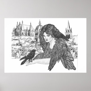 Póster Poster con alas negro de las bellezas