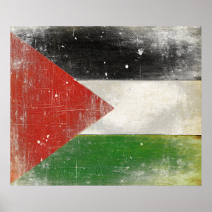 Póster Poster con bandera angustiada desde Palestina