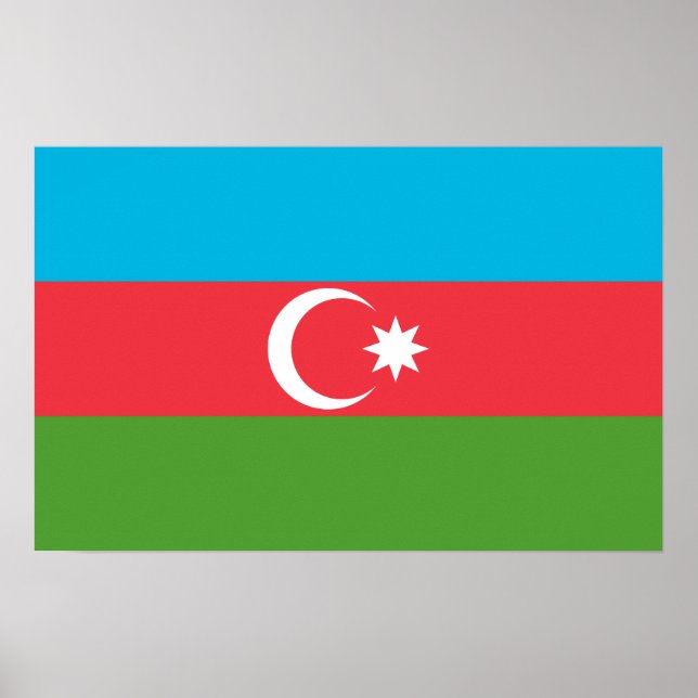 Póster Poster con bandera de Azerbaiyán (Frente)