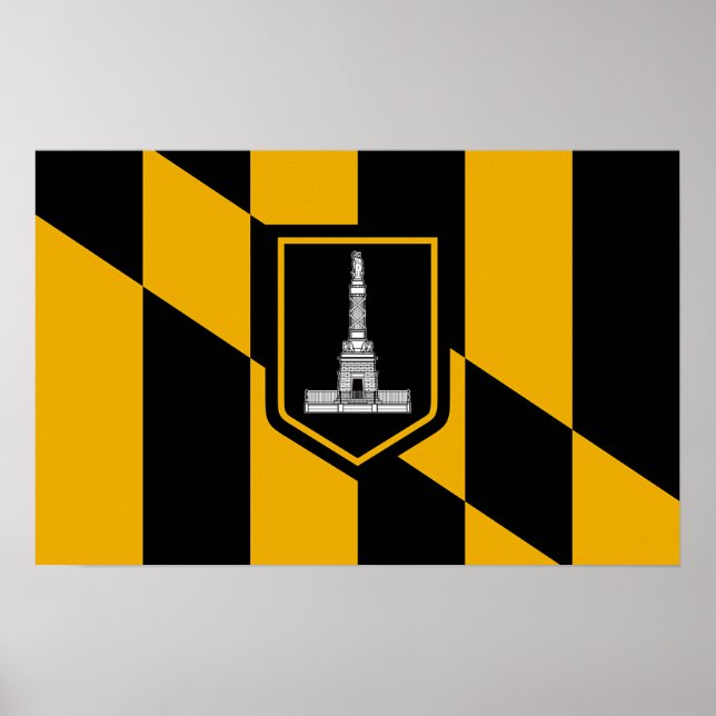 Póster Poster con bandera de Baltimore, Maryland, EE.UU. (Frente)