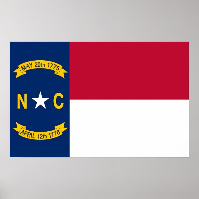 Póster Poster con bandera de Carolina del Norte, EE.UU. (Frente)