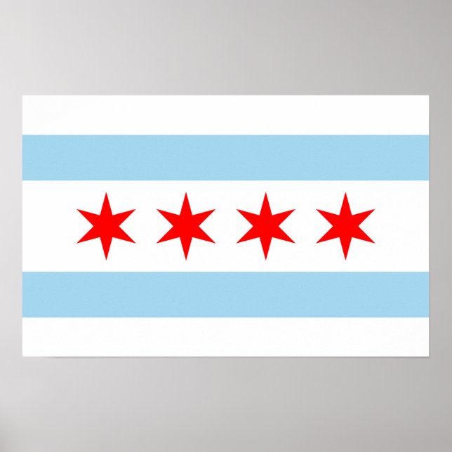 Póster Poster con Bandera de Chicago, Illinois, EE.UU. (Frente)