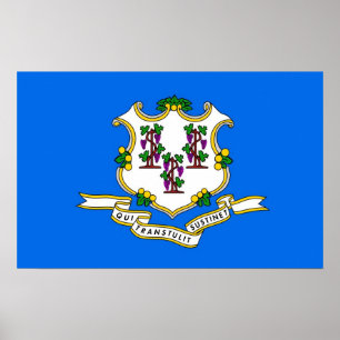 Póster Poster con bandera de Connecticut, EE.UU.
