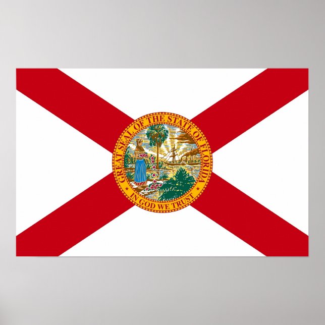 Póster Poster con bandera de Florida, EE.UU. (Frente)
