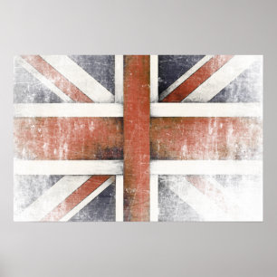 Póster Poster con bandera de Gran Bretaña vintage