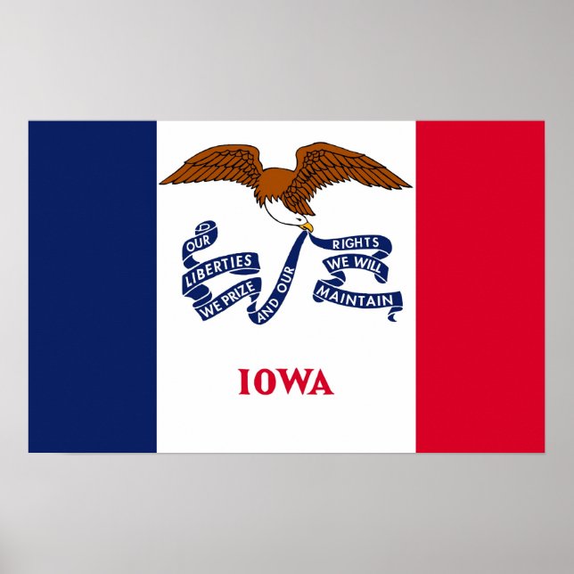Póster Poster con bandera de Iowa, EE.UU. (Frente)