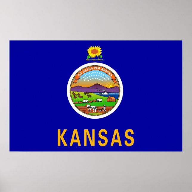 Póster Poster con Bandera de Kansas, EE.UU. (Frente)