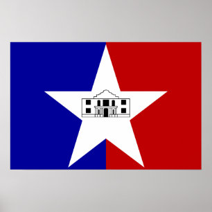 Póster Poster con bandera de la ciudad de San Antonio, Es