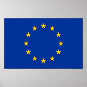 Póster Poster con bandera de la Unión Europea