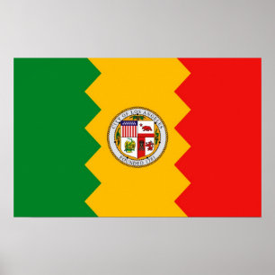 Póster Poster con Bandera de Los Ángeles, California, EE.
