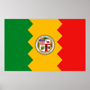 Póster Poster con Bandera de Los Ángeles, California, EE.