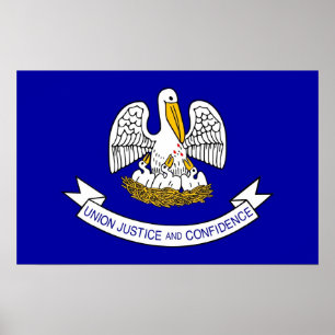 Póster Poster con bandera de Luisiana, EE.UU.