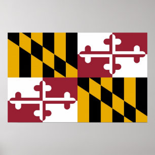 Póster Poster con bandera de Maryland, EE.UU.