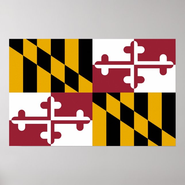 Póster Poster con bandera de Maryland, EE.UU. (Frente)