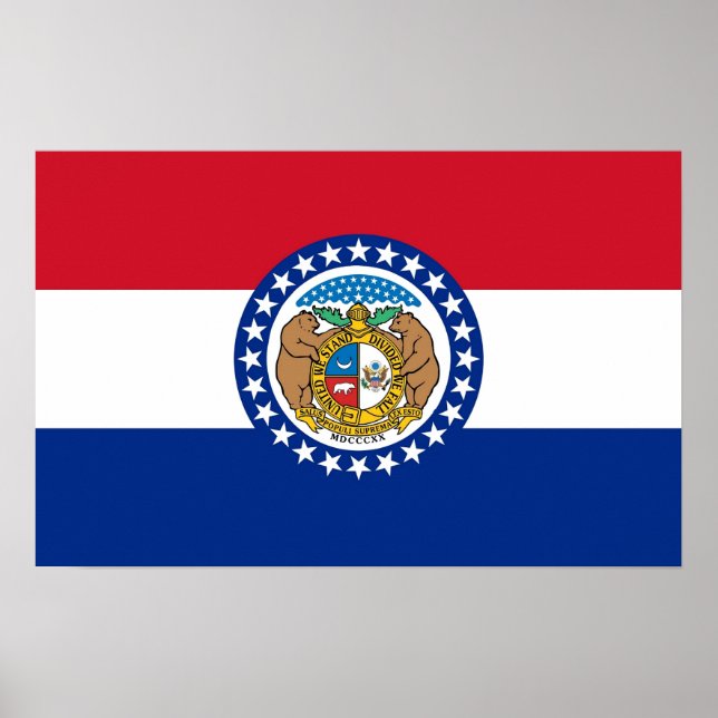 Póster Poster con bandera de Misuri, EE.UU. (Frente)
