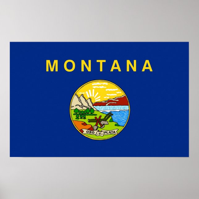 Póster Poster con bandera de Montana, EE.UU. (Frente)