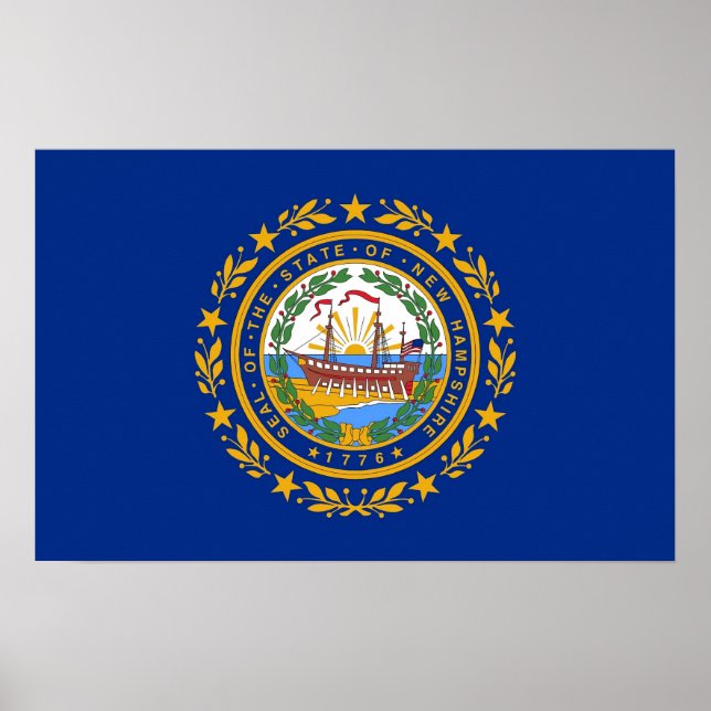 Póster Poster con bandera de New Hampshire, EE.UU. (Frente)