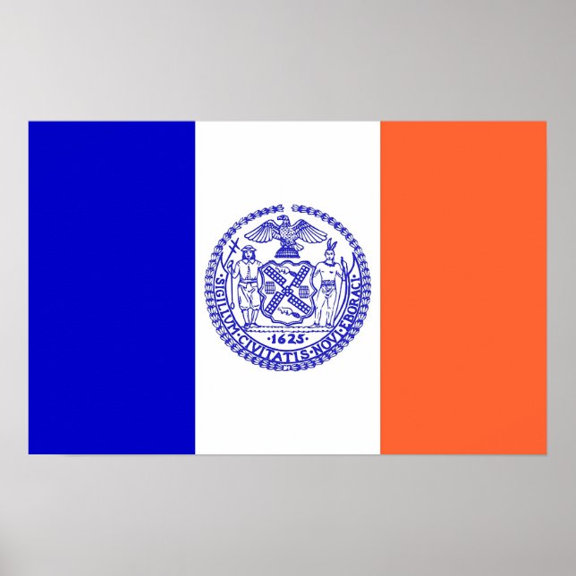 Póster Poster con Bandera de Nueva York, EE.UU. (Frente)