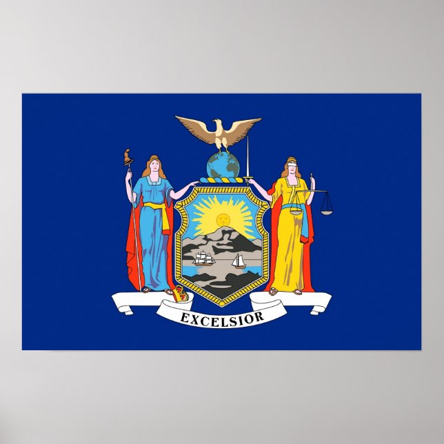 Póster Poster con Bandera de Nueva York, EE.UU. (Frente)
