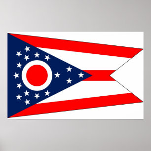 Póster Poster con Bandera de Ohio, EE.UU.