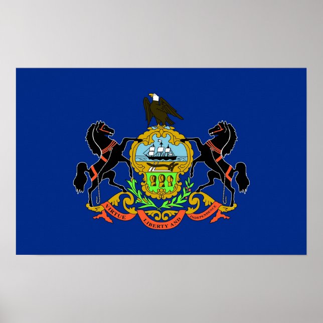 Póster Poster con bandera de Pensilvania, EE.UU. (Frente)