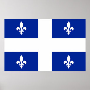 Póster Poster con bandera de Quebec, Canadá